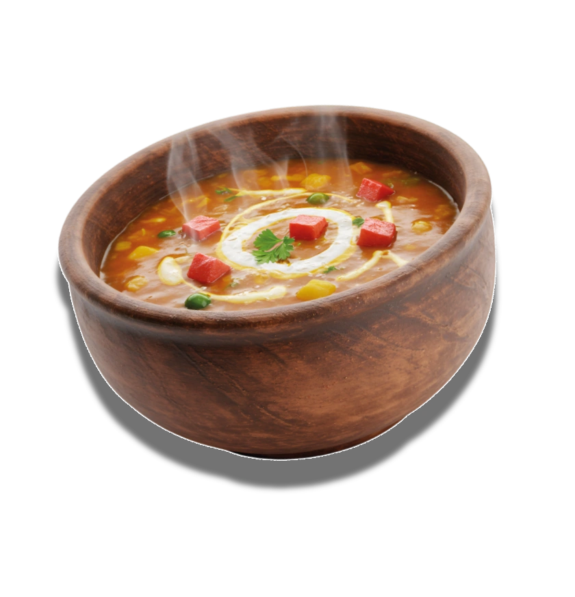Bol en bois rempli de soupe